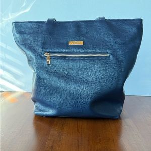 Onna Ehrlich Carrie Tote Handbag Navy Leather NEW